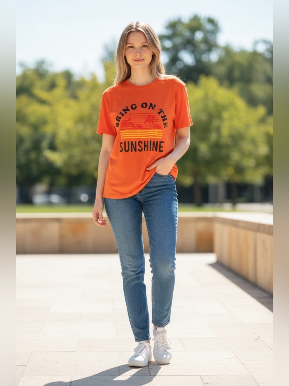 SHEIN EUC WOMANS T-SHIRT SZ L ORANGE